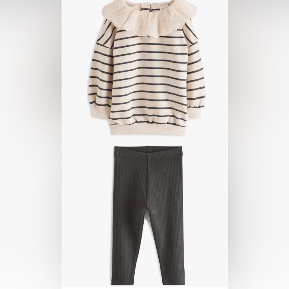 Like New Next kids Striped Sweater and Leggings Set size 4-5 yrs